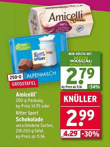 Ritter Sport Schokolade 250-g-Tafel – verschiedene Sorten