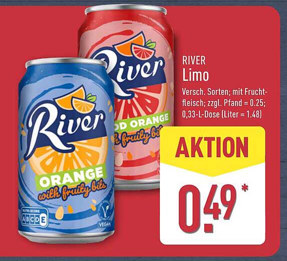 RIVER Limo - Verschiedene Sorten mit Fruchtfleisch