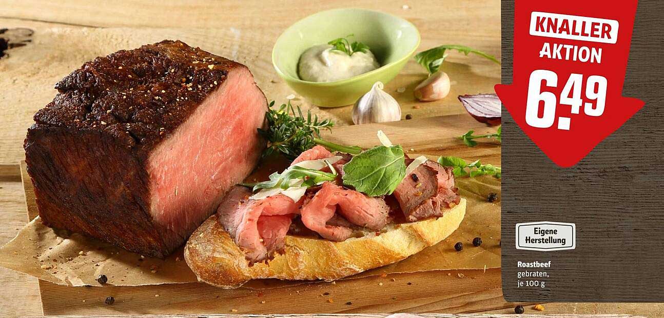 Roastbeef gebraten, je 100 g