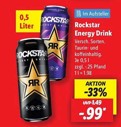 Rockstar Energy Drink 0,5 Liter - Aktion mit 33% Ersparnis