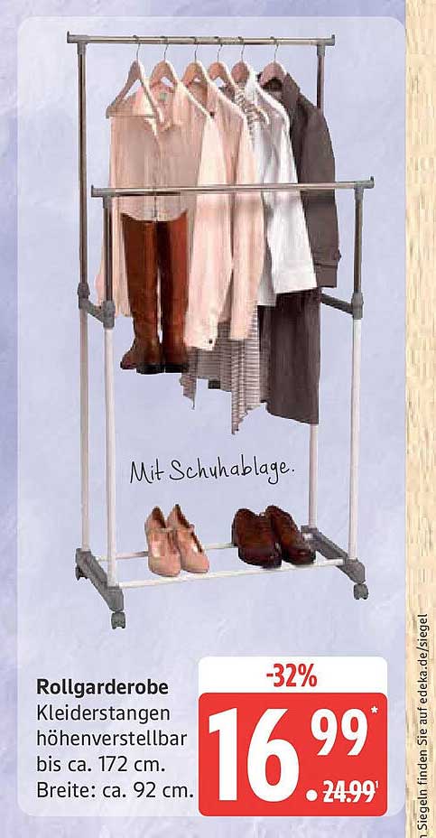 Rollgarderobe mit Schuhablage – nur für kurze Zeit!