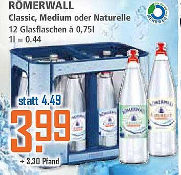 RÖMERWALL Classic, Medium oder Naturelle - 12 Glasflaschen à 0,75l