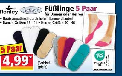 Ronley EllenNor Füßlinge 5 Paar für Damen oder Herren