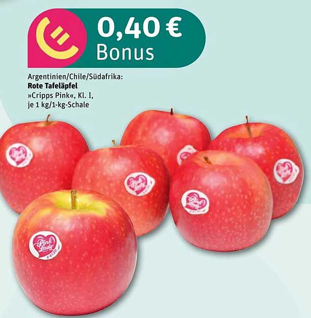 Rote Tafeläpfel »Cripps Pink«, Kl. I, je 1 kg/1-kg-Schale