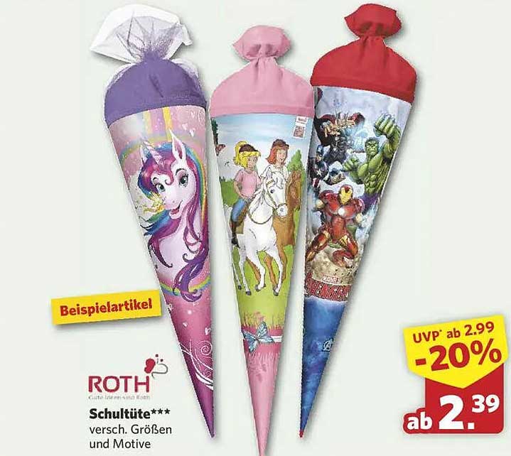 ROTH Schultüte – verschiedene Größen und Motive
