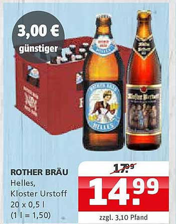 ROTHER BRÄU Helles, Kloster Urstoff 20 x 0,5 l