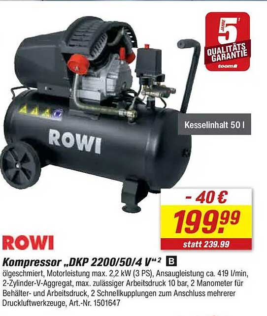 ROWI Kompressor „DKP 2200/50/4 V"
