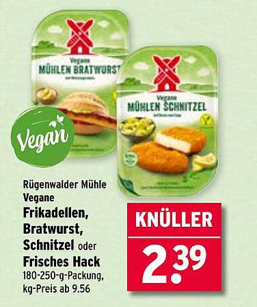 Rügenwalder Mühle Vegane Frikadellen, Bratwurst, Schnitzel oder Frisches Hack 180-250-g-Packung