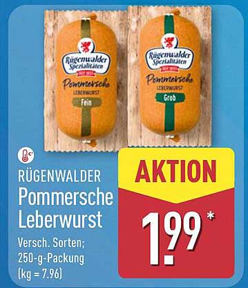 Rügenwalder Pommersche Leberwurst - Verschiedene Sorten, 250-g-Packung