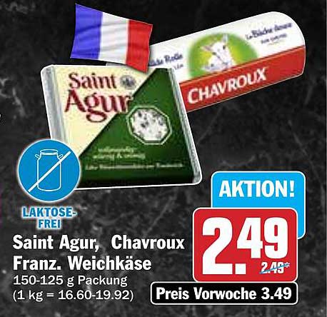 Saint Agur, Chavroux Franz. Weichkäse 150-125 g Packung