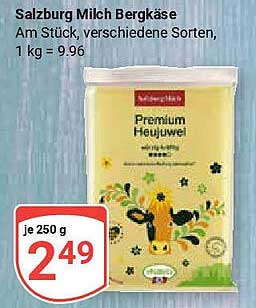 Salzburg Milch Bergkäse, 250 g für 2,49 €