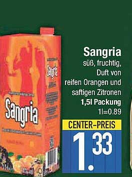 Sangria 1,5l Packung - Süß, fruchtig und erfrischend