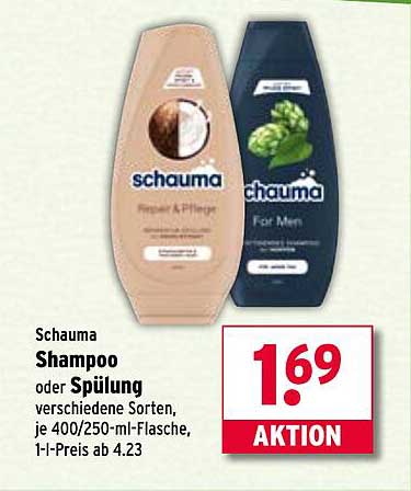 Schauma Shampoo oder Spülung, verschiedene Sorten, je 400/250-ml-Flasche