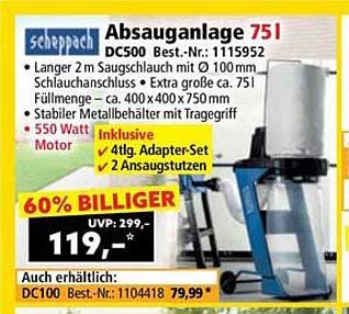 Scheppach Absauganlage 751 DC500 - Stark reduziert!