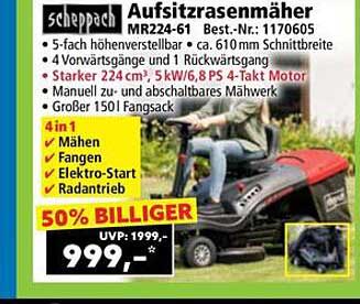 Scheppach Aufsitzrasenmäher MR224-61