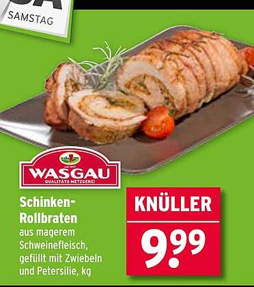 Schinken-Rollbraten aus magerem Schweinefleisch, gefüllt mit Zwiebeln und Petersilie, kg