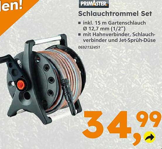 Schlauchtrommel Set inkl. 15 m Gartenschlauch Ø 12,7 mm (1/2")