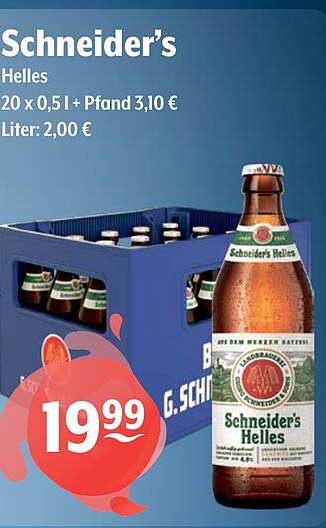 Schneider's Helles 20 x 0,5 l + Pfand 3,10 €
