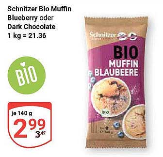 Schnitzer Bio Muffin Blueberry oder Dark Chocolate