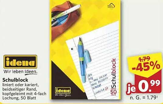 Schulblock Idena - 50 Blatt