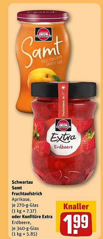 Schwartau Samt Fruchtaufstrich Aprikose oder Erdbeere