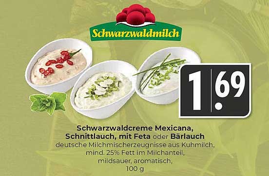 Schwarzwaldcreme Mexican, Schnittlauch, mit Feta oder Bärlauch, 100 g