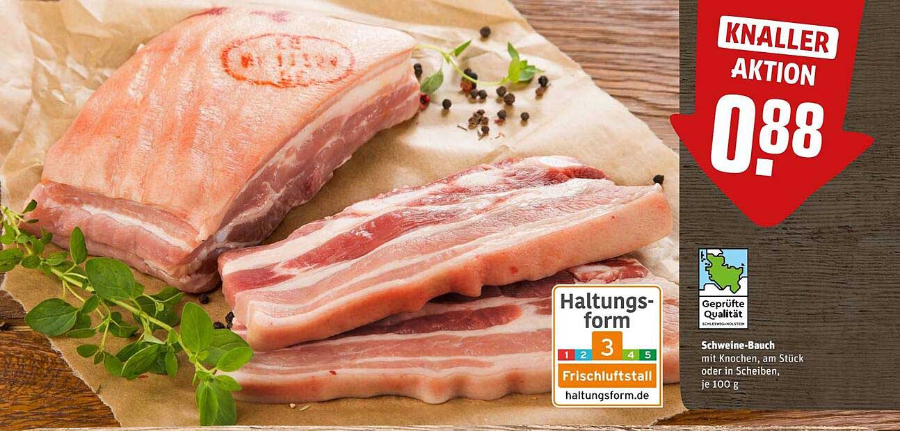 Schweine-Bauch mit Knochen, am Stück oder in Scheiben, je 100 g