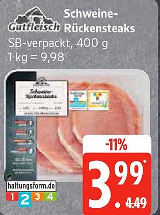 Schweine-Rückensteaks SB-verpackt, 400 g