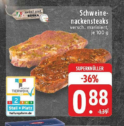 Schweinenackensteaks, verschieden mariniert, je 100 g
