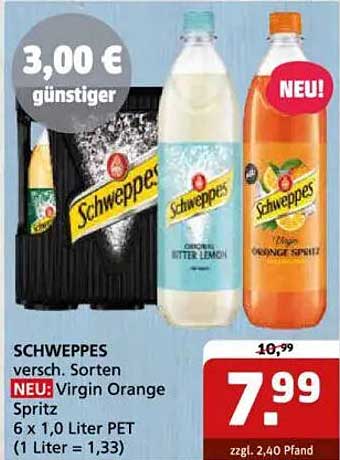 SCHWEPPES Virgin Orange Spritz 6 x 1,0 Liter PET