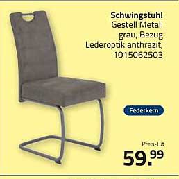 Schwingstuhl Gestell Metall grau, Bezug Lederoptik anthrazit