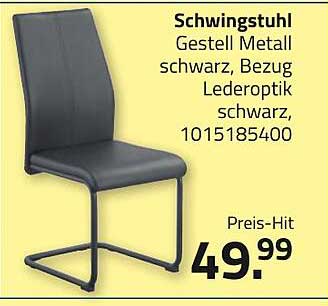 Schwingstuhl Gestell Metall schwarz, Bezug Lederoptik schwarz, 1015185400