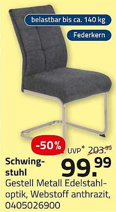 Schwingstuhl mit Gestell in Edelstahloptik und Webstoff in Anthrazit
