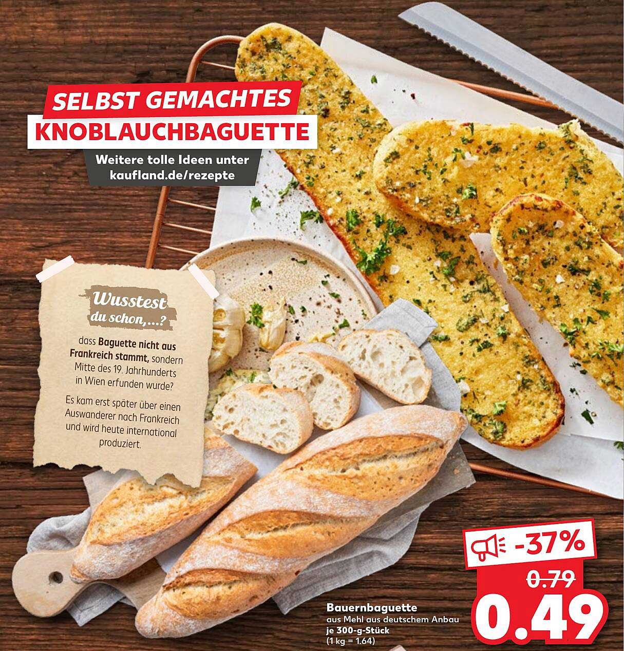 Selbst gemachtes Knoblauchbaguette