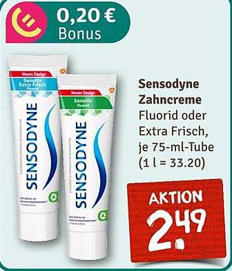 Sensodyne Zahnpasta Fluorid oder Extra Frisch, 75 ml