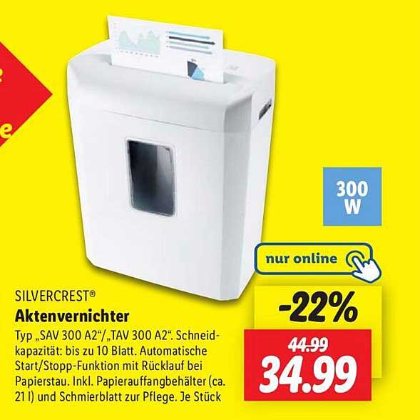 SILVERCREST® Aktenvernichter Typ "SAV 300 A2"/