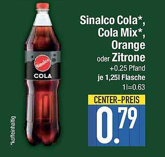 Sinalco Cola, Cola Mix, Orange oder Zitrone 1,25L