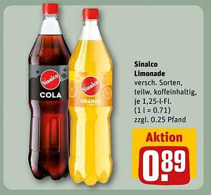 Sinalco Limonade - verschiedene Sorten, jeweils 1,25 l