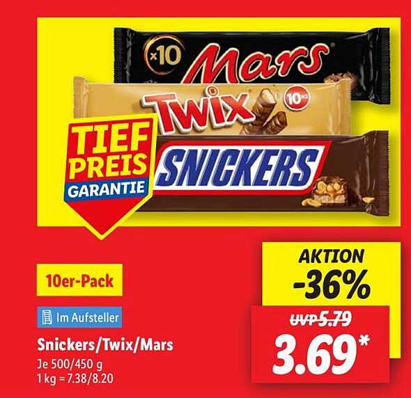 Snickers/Twix/Mars 10er-Pack