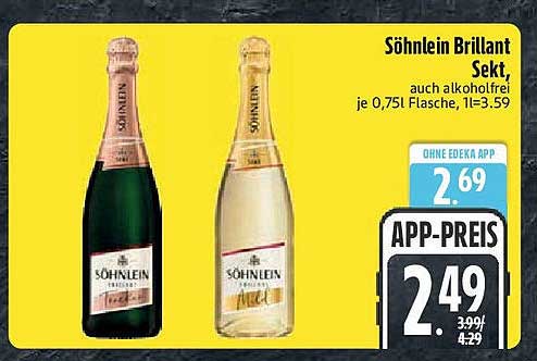 Söhnlein Brillant Sekt, auch alkoholfrei, je 0,75l Flasche