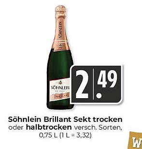 Söhnlein Brillant Sekt trocken oder halbtrocken 0,75 L