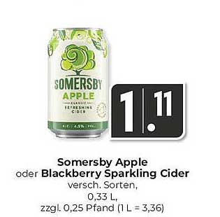 Somersby Apple oder Blackberry Sparkling Cider, 0,33 L
