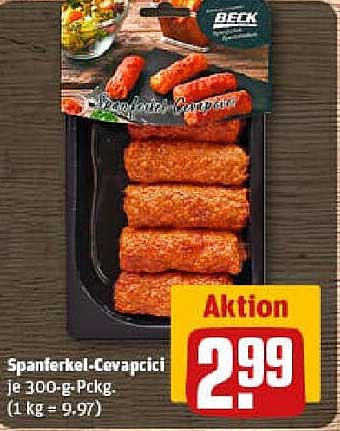 Spanferkel-Cevapcici je 300-g-Pckg. (1 kg = 9,97)