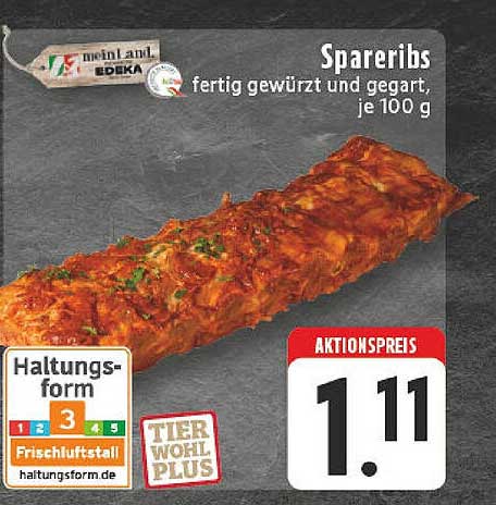 Spareribs - fertig gewürzt und gegart, je 100 g