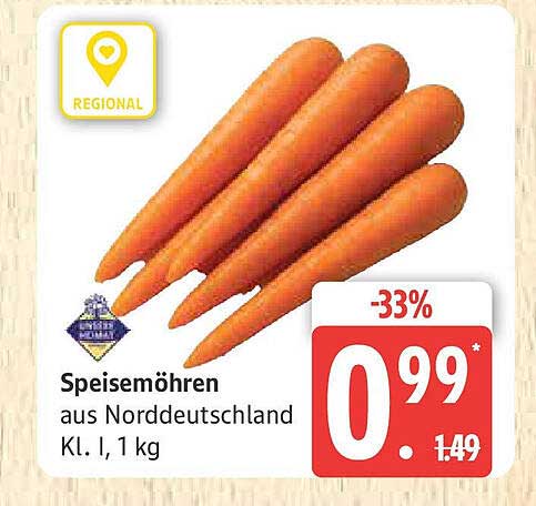 Speisemöhren aus Norddeutschland Kl. I, 1 kg