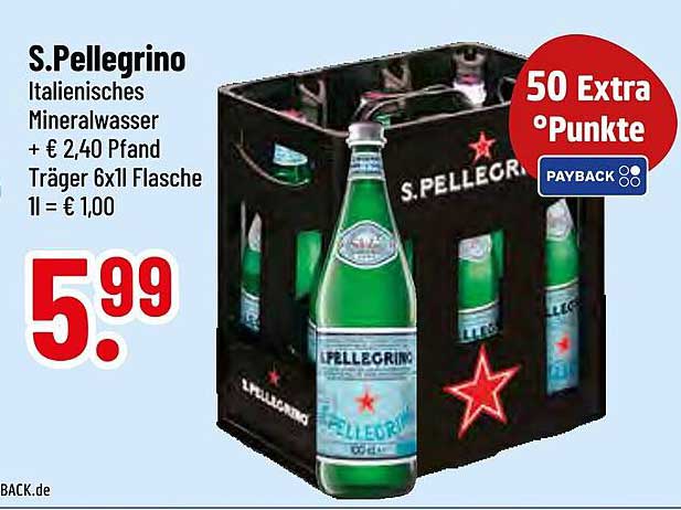 S.Pellegrino Italienisches Mineralwasser 6x1l