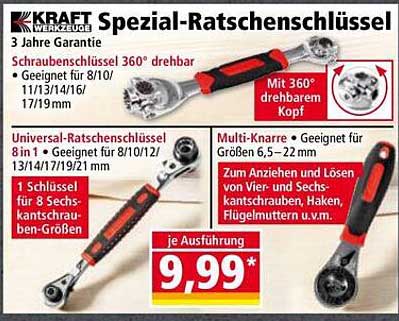 Spezial-Ratschenschlüssel 360° drehbar