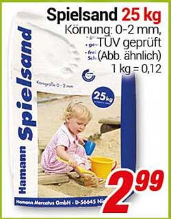 Spielsand 25 kg, Körnung: 0-2 mm, TÜV geprüft