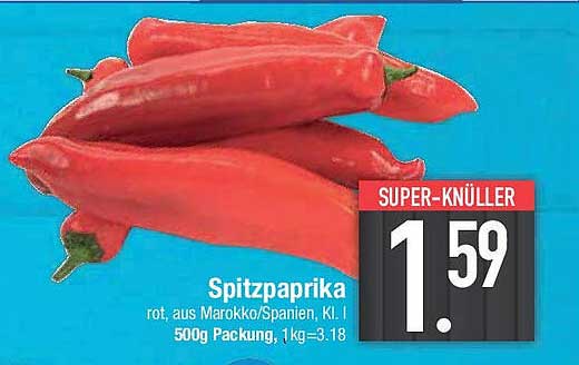 Spitzpaprika rot, aus Marokko/Spanien, 500g Packung
