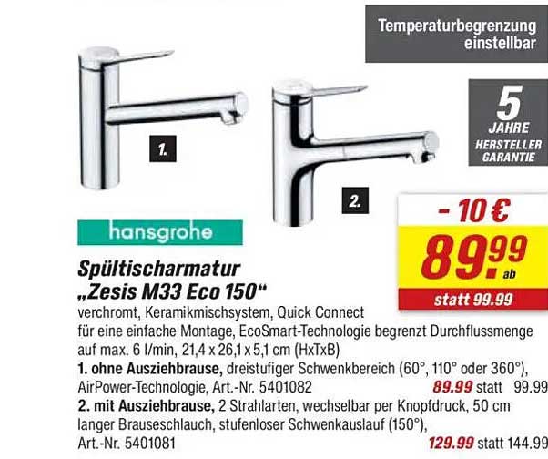 Spültischarmatur „Zesis M33 Eco 150“